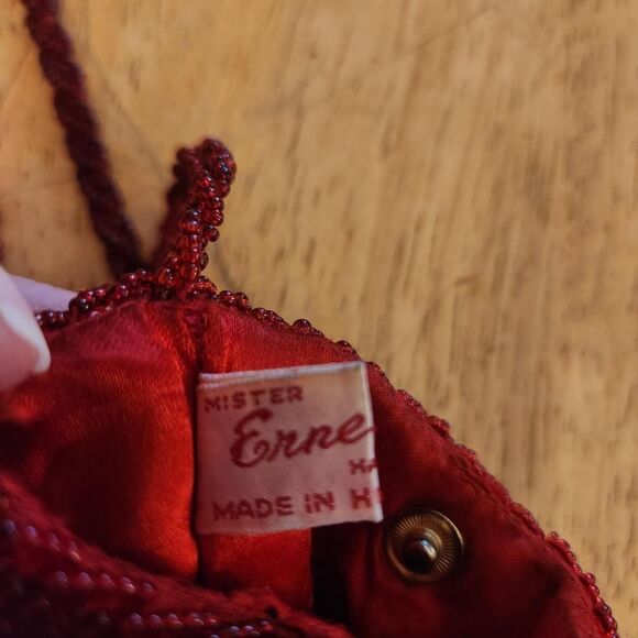 Vintage 60s red beaded crossbody tiny mini bag - Picture 4 of 7